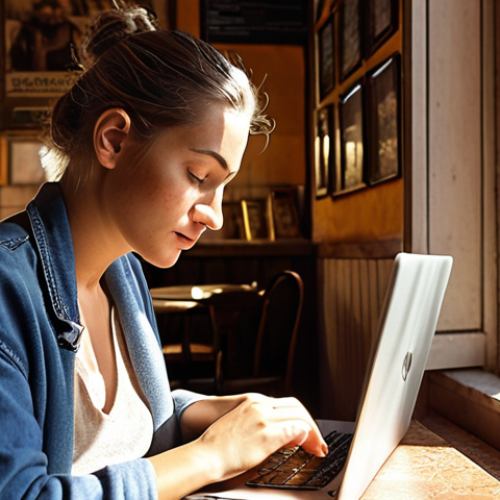 **Image Prompt:** A citizen carefully reading the privacy policy of a website on their laptop in a cozy Italian café, sunlight streaming through the window, emphasizing the importance of data protection. Focus on conveying a sense of empowerment through awareness.