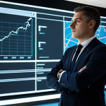 A focused professional, in a modest business suit, stands in a sleek, modern data control room. Large, translucent holographic screens display dynamic data visualizations: intricate graphs, geospatial maps of Italy, and real-time dashboards, all indicating optimized public services. The atmosphere is clean and high-tech, showcasing data-driven governance. Professional photography, high quality, realistic, perfect anatomy, correct proportions, natural pose, well-formed hands, proper finger count, natural body proportions. fully clothed, modest clothing, appropriate attire, safe for work, appropriate content, professional.