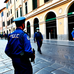 Crime Prevention in a Modern City**

"A bustling city street scene in Rome, Italy, with police officers patrolling the area. The focus is on advanced technology being used to monitor the environment and prevent crime. Show data visualizations projected onto buildings, assisting the officers. Everyone is fully clothed in appropriate attire. Safe for work, professional, perfect anatomy, natural proportions, high quality, appropriate content, modest, family-friendly."

**